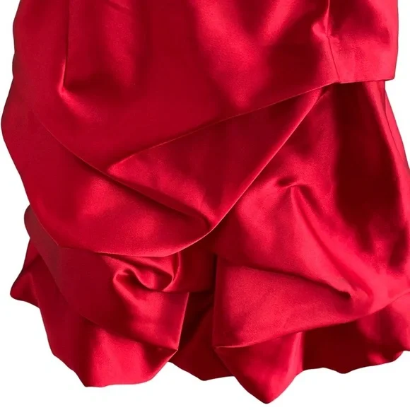 Jessica McClintock for Gunne Sax Red Bubble Dress String Crisscross Back - Picture 8 of 14